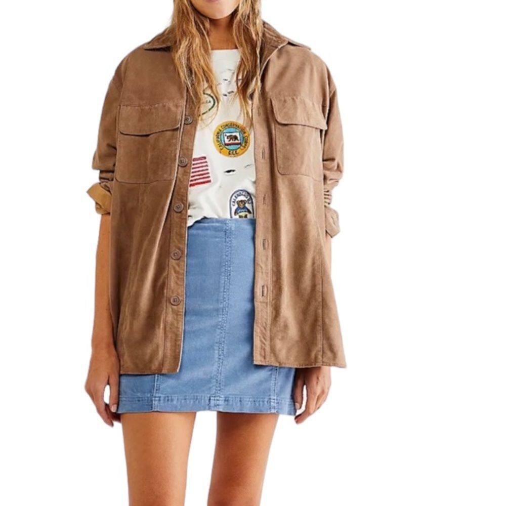 Free People Modern Femme Cord Mini Skirt In Metal Blue .Size 4 - Picture 2 of 13